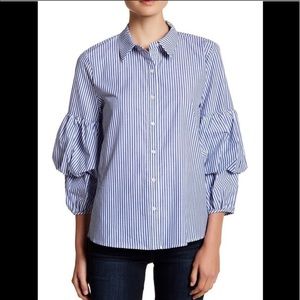 Ro & De Stripped sleeve Button down blouse NWT 🎈